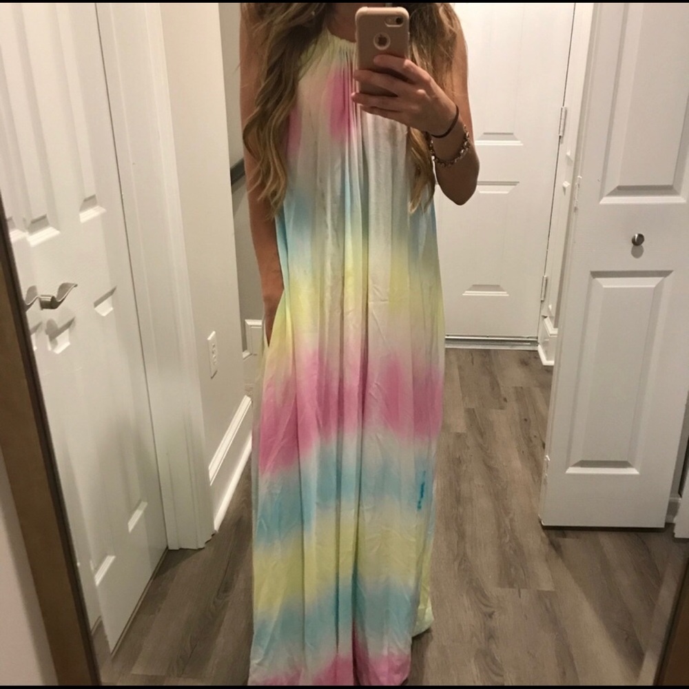 Tie dye halter dress